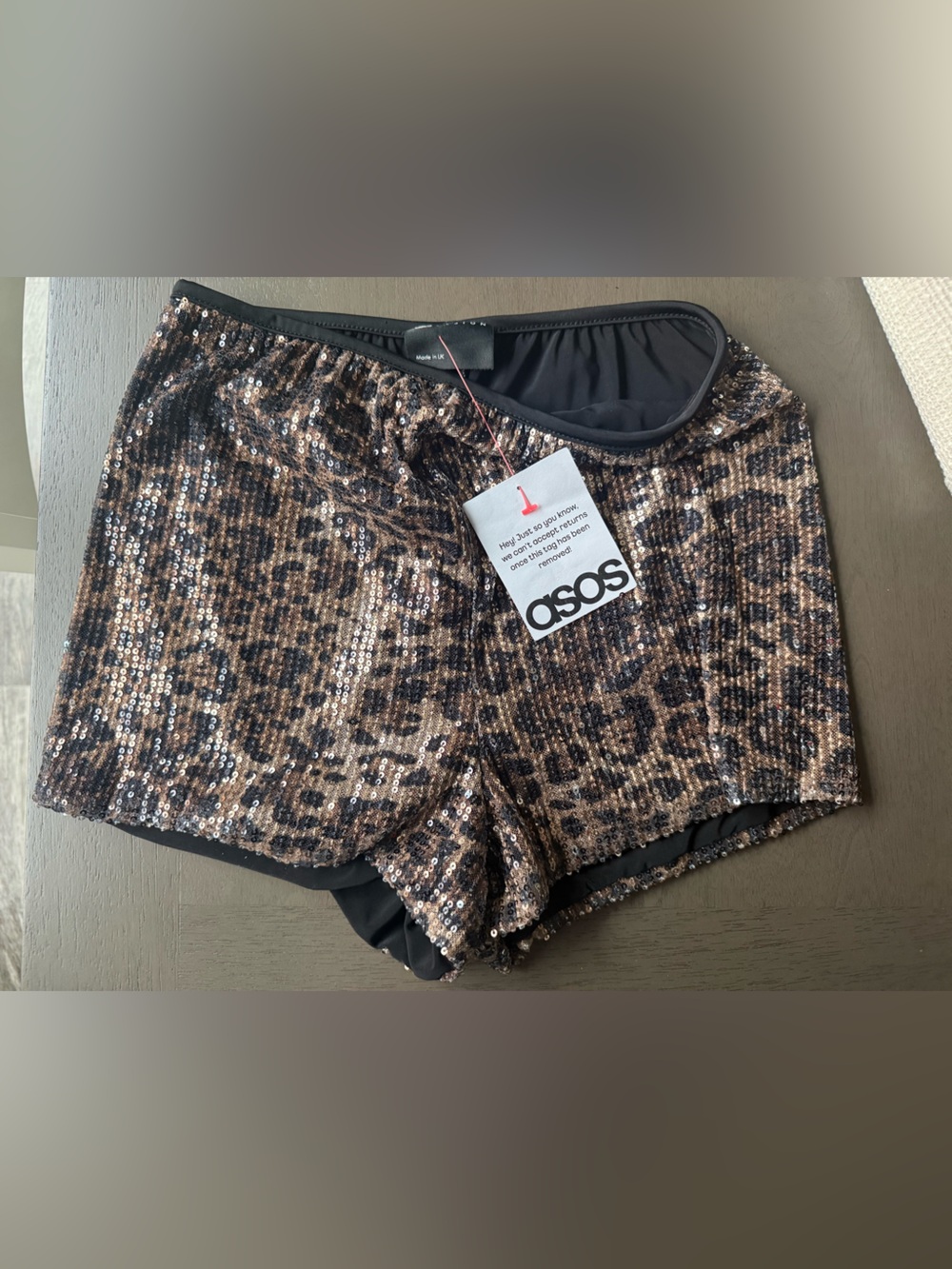 NWT ASOS DESIGN sequin mini shorts in animal print